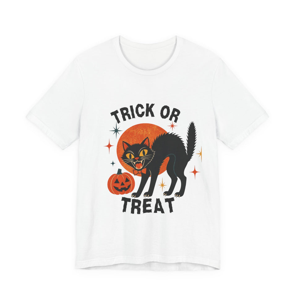 Trick or Treat Black Cat Halloween Tee