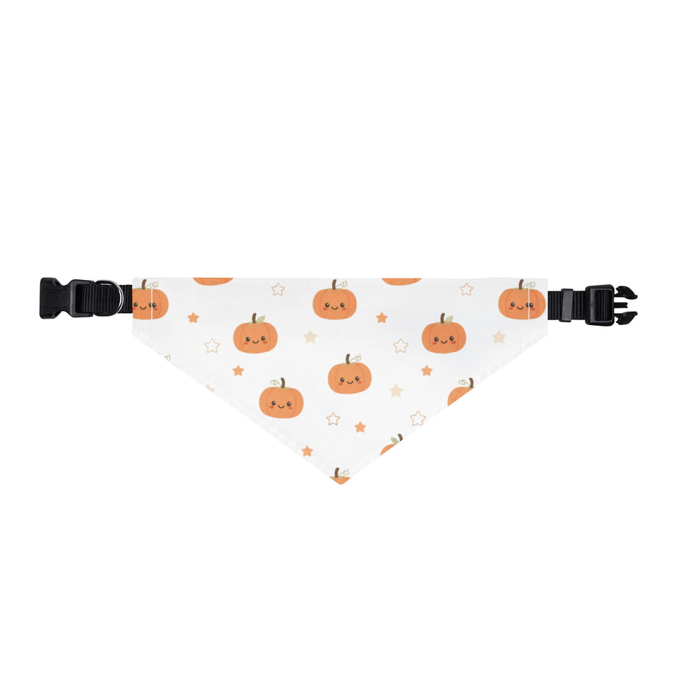Halloween Pumpkin Clip-On Pet Bandana — Cute Orange Jack-O’-Lantern Pattern for Dogs & Cats