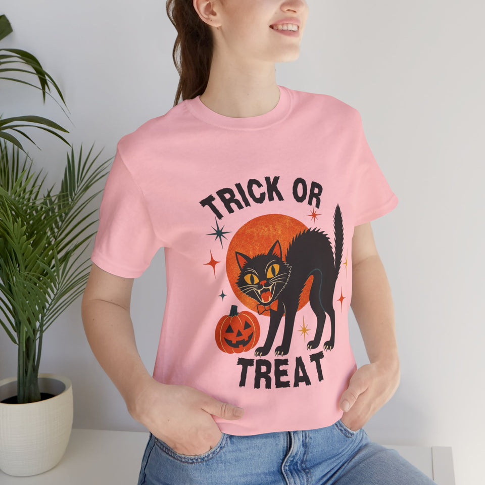 Trick or Treat Black Cat Halloween Tee