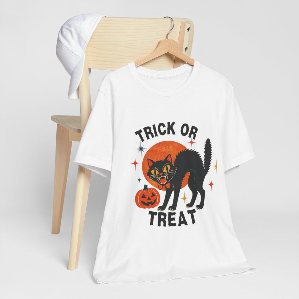 Trick or Treat Black Cat Halloween Tee