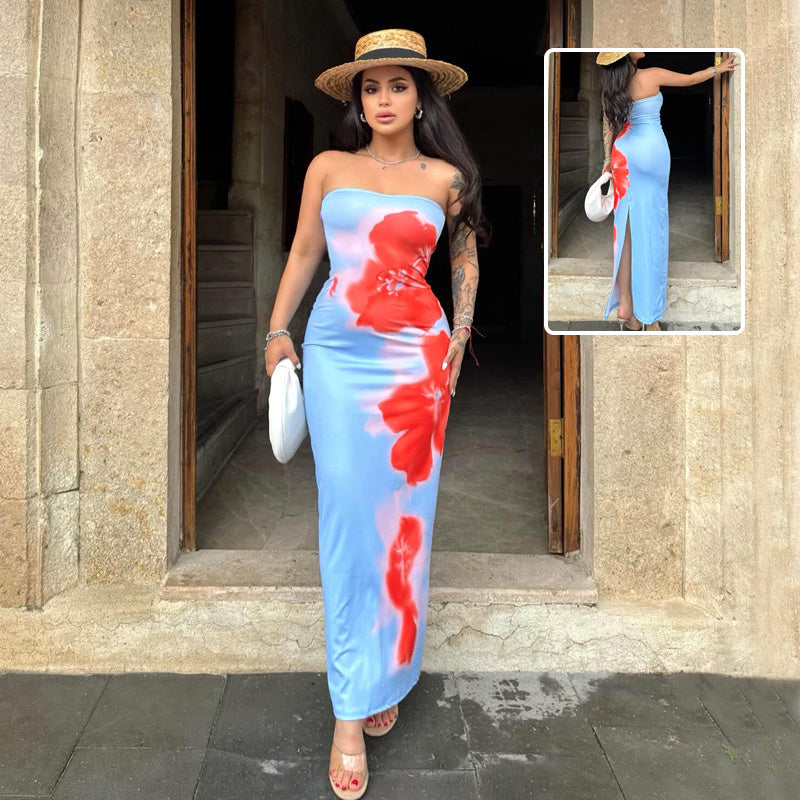 Slim Slit Tube Long Dress Summer