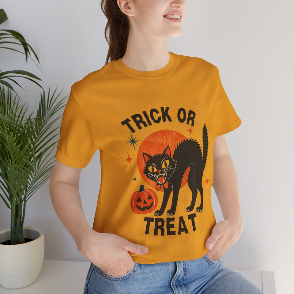 Trick or Treat Black Cat Halloween Tee