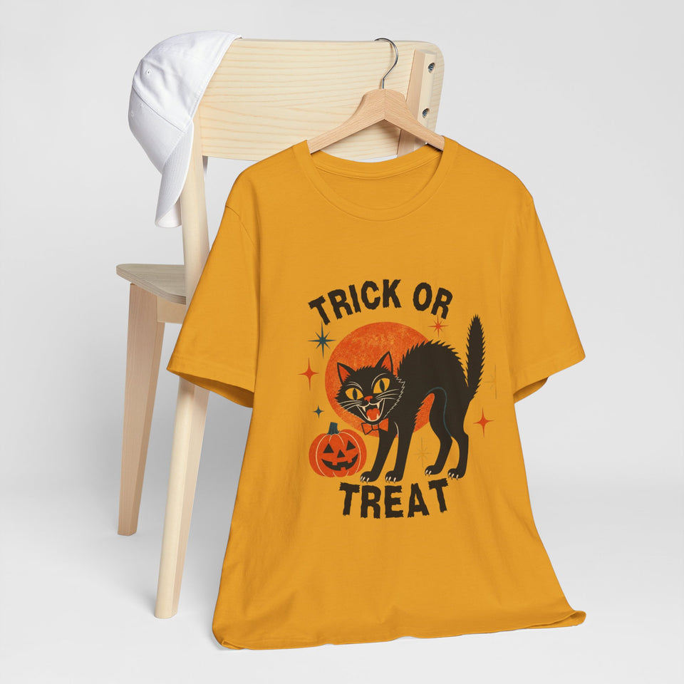 Trick or Treat Black Cat Halloween Tee