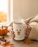 15oz Coffee Mug — Cute Ghost with Coffee & Stars | Halloween Autumn Cute Gift