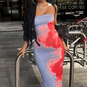 Slim Slit Tube Long Dress Summer