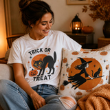 Halloween Wardrobe Bundle: Black Cat Tee + Witch Pillow