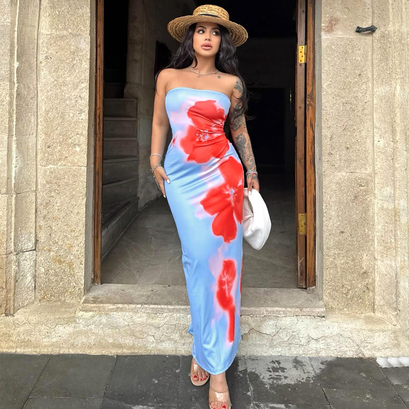 Slim Slit Tube Long Dress Summer