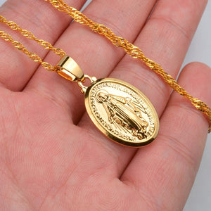 Virgin Mary Pendant Necklace for Women