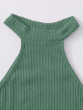  Rib-knit Halter Dress