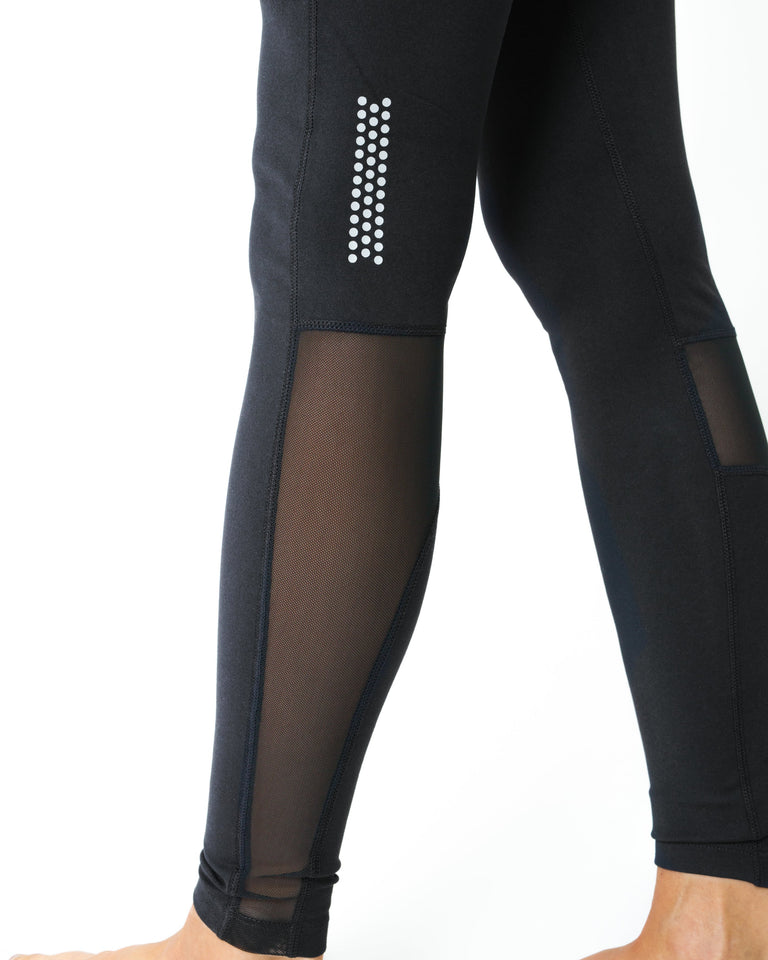 Energique Athletic Leggings With Reflective Strips and Mesh Panels