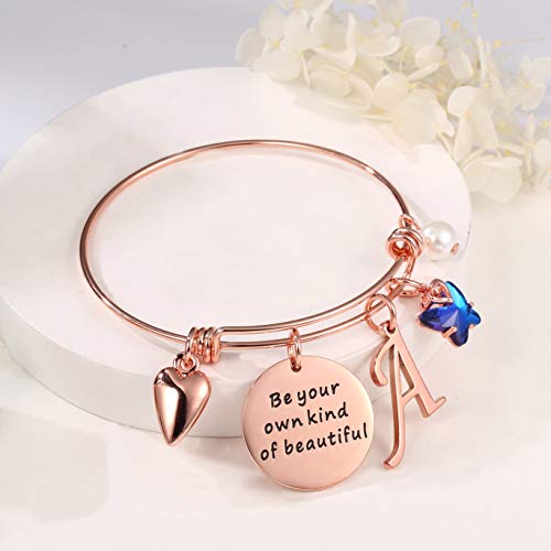 Bracelet Expandable Initial A to Z Letter Charm Butterfly