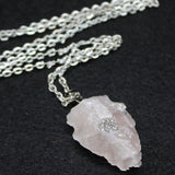 Crystal Rough Pendant Micro Inlaid Necklace Shield Jewelry
