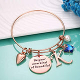 Bracelet Expandable Initial A to Z Letter Charm Butterfly