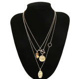 Multi Layer Chain Pendant Necklace Portrait Coin Virgin Mary