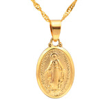 Virgin Mary Pendant Necklace Fine Gold