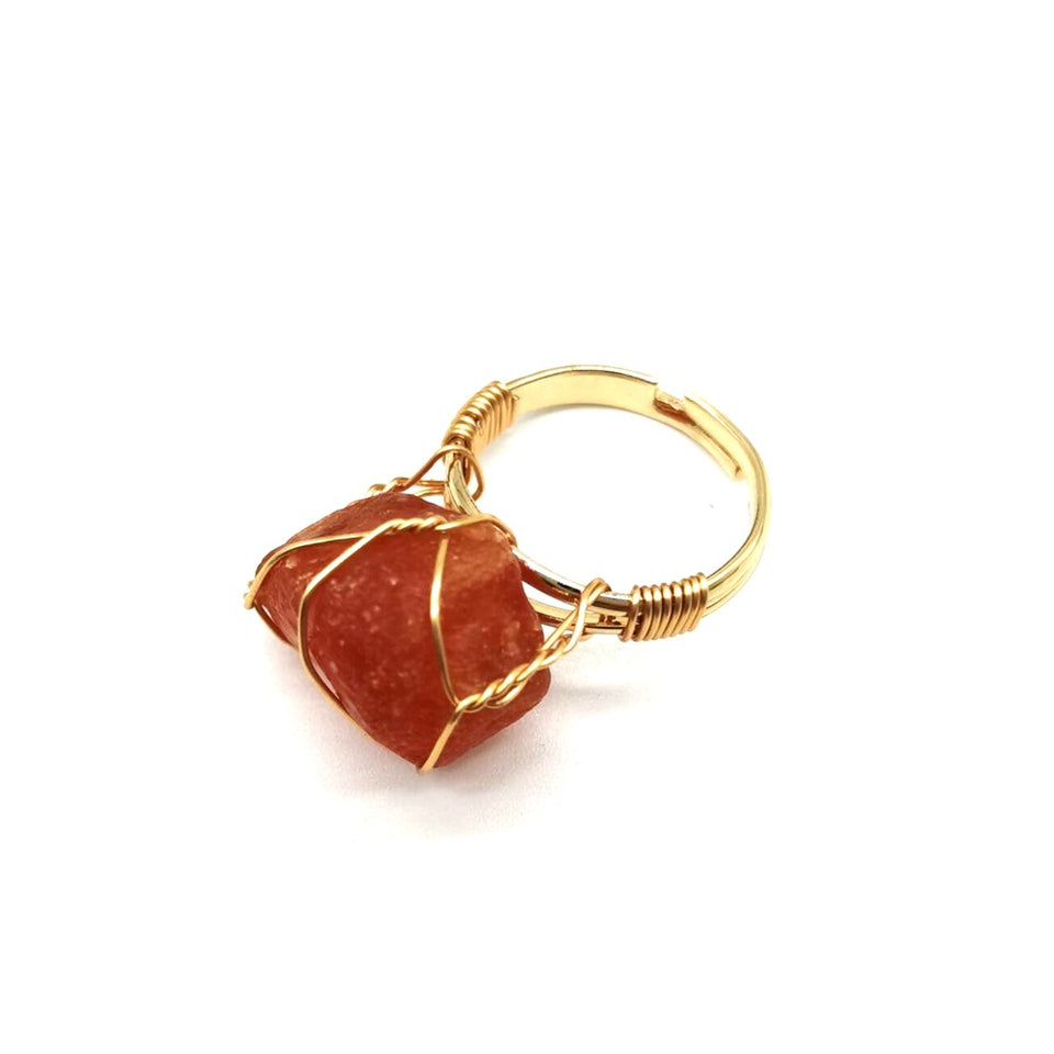 Ring Personality Hand Wrapped Rough Stone Agate