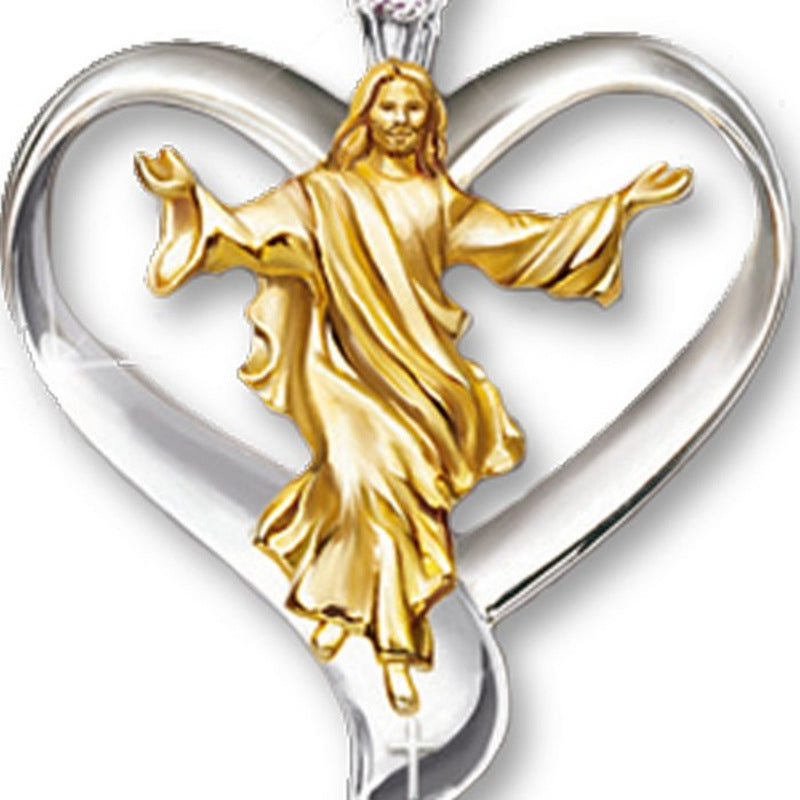Heart Jesus Necklaces Gold and Silver Two-tone