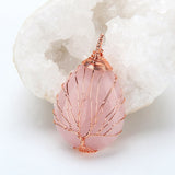 Tree of Life Pendant Amethyst Rose Crystal Necklace Gemstone Chakra