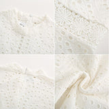 Dress White Lace Embroidery Long Sleeve