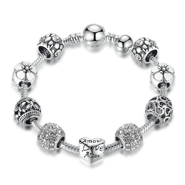 Silver Charm & Bangle with Love Bracelet
