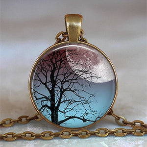 Tree Of Life Glass Cabochon Statement Necklace