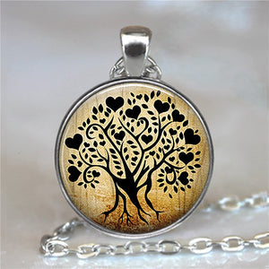 Tree Of Life Glass Cabochon Statement Necklace