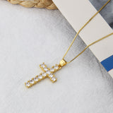Retro Cross Zircon Necklace