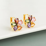 Copper Zircon Flower Shape Earrings