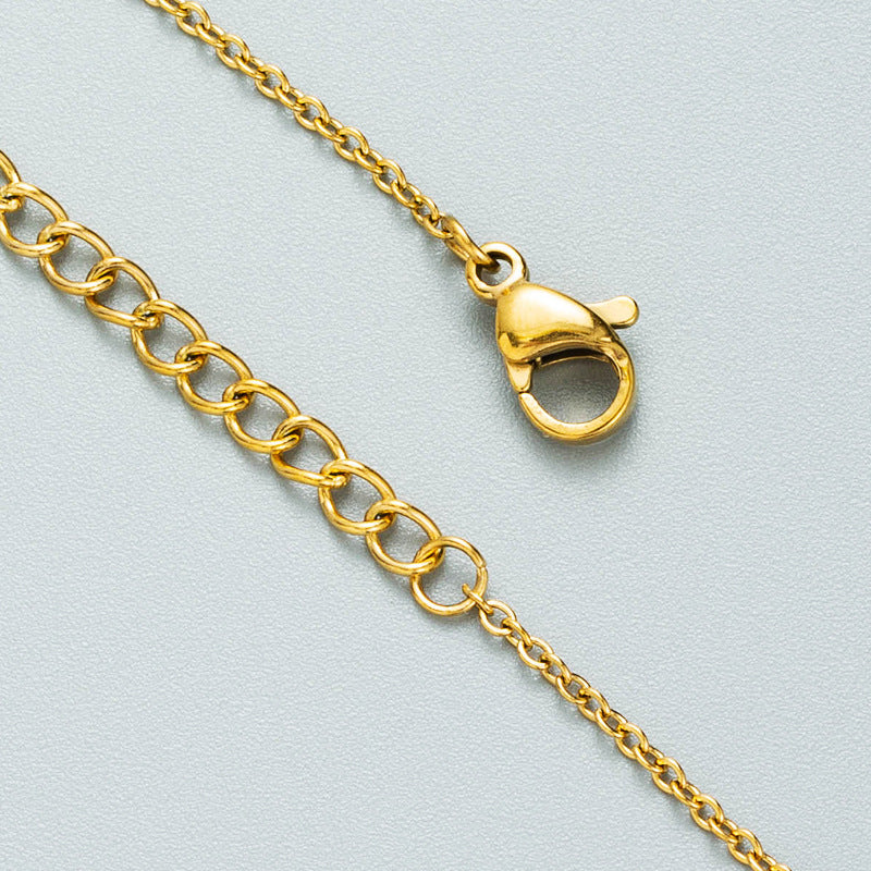 Simple Circle Letter Pendant Titanium Steel Necklace