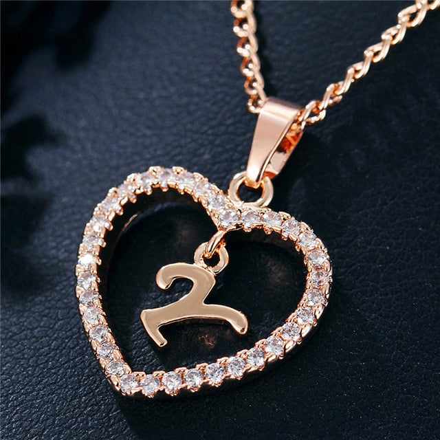 Romantic Love Pendant Necklace Initial Letter