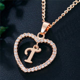 Romantic Love Pendant Necklace Initial Letter